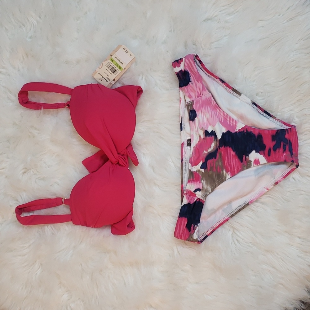 NWT  Tommy Bahama Mix/Match 2 Piece Set Pink White Navy Suze S